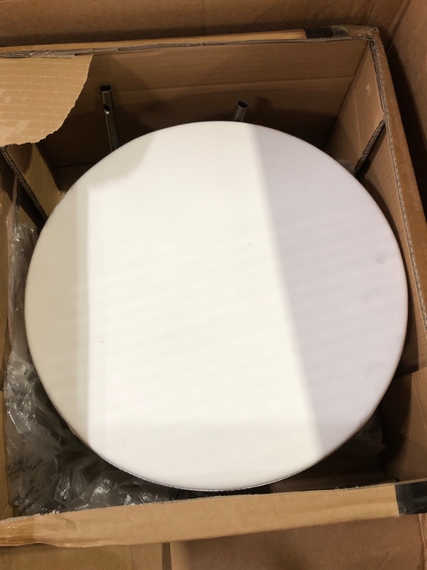 Photo 1 of used - KKTONER PU Leather Rolling Stool Mid-Back (White)