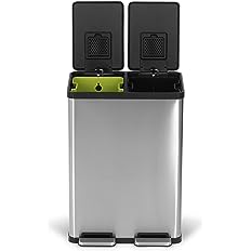 Photo 1 of  16 Gallon Rectangular Hands-Free Dual Compartment Recycling Kitchen Step Trash Can with Soft-Close Lid