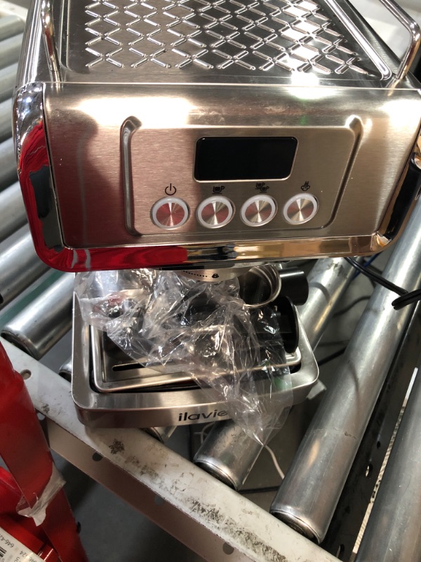 Photo 2 of * USED * 
ILAVIE Espresso Machine, 20Bar Espresso Maker with Steam Wand, Stainless Steel Espresso Coffee Machine with Temperature and Time Display for Latte and Cappuccino, 61 Ounces Standard Silver