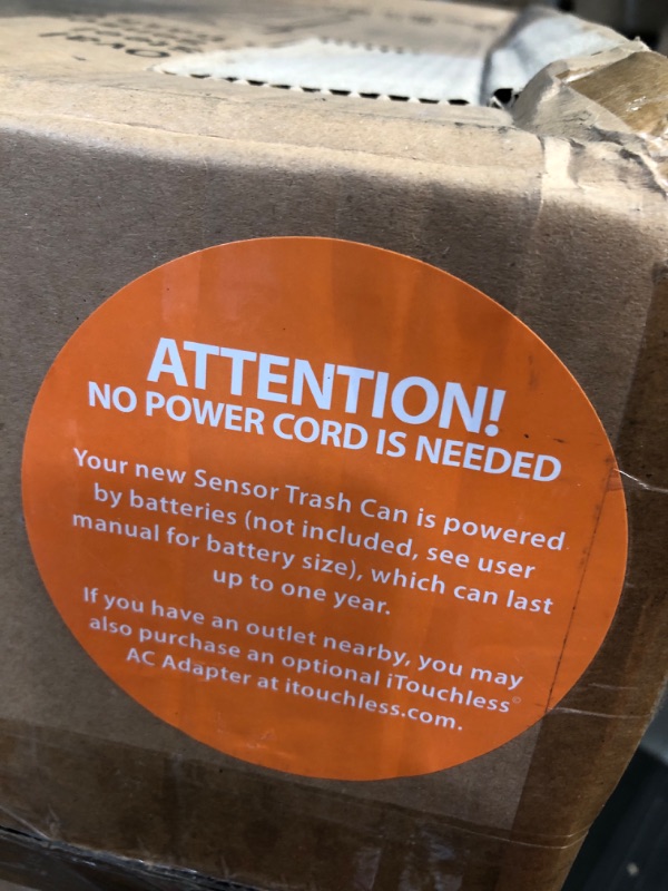 Photo 5 of * minor damage * lid won't work * sold as is or repair *
iTouchless 13 Gallon Oval Sensor Touchless Trash Can with Odor Control System & AC Power Adapter for Automatic Sensor 