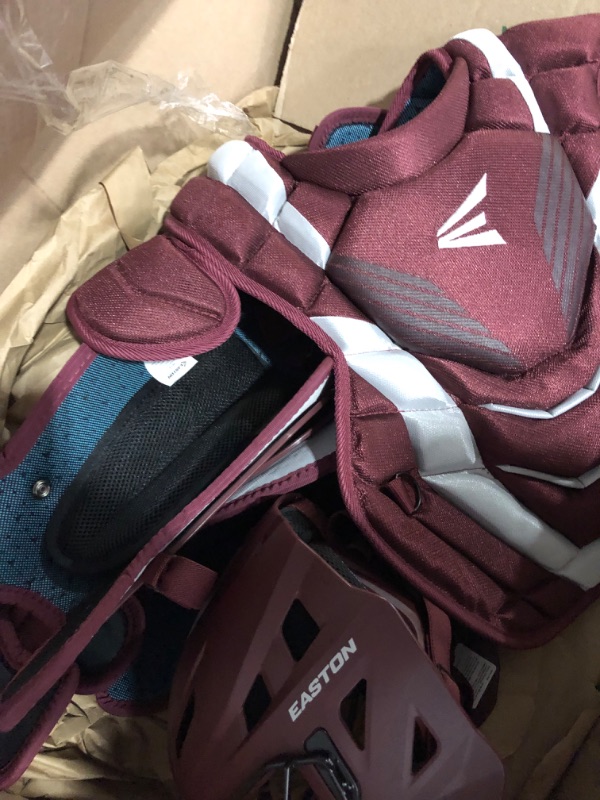 Photo 6 of Easton | Elite X 2.0 Baseball Catcher's Equipment | Box Set | NOCSAE Approved | Youth/Intermediate/Adult | Multiple Colors Intermediate | Ages 13|15 Maroon / Silver