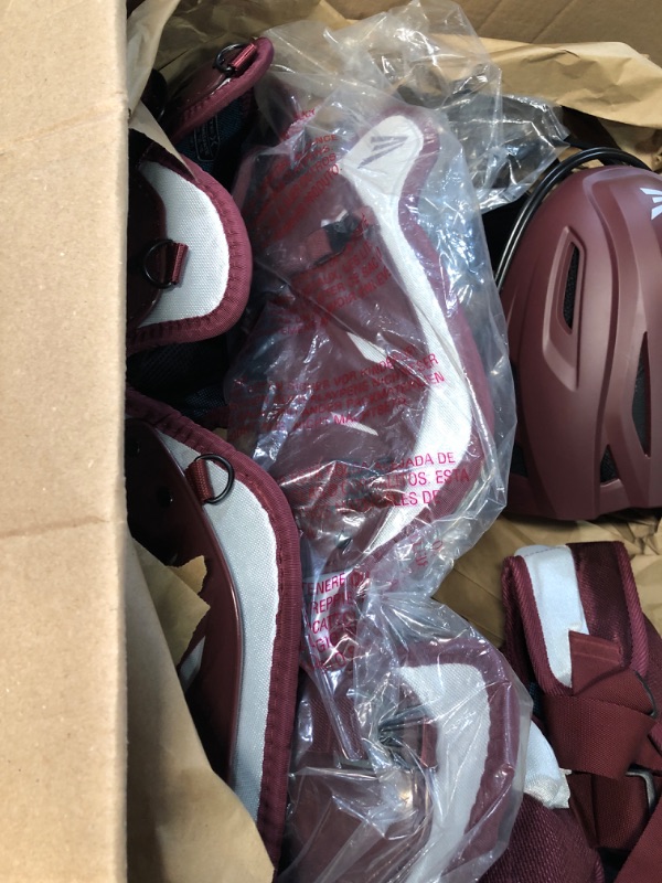 Photo 3 of Easton | Elite X 2.0 Baseball Catcher's Equipment | Box Set | NOCSAE Approved | Youth/Intermediate/Adult | Multiple Colors Intermediate | Ages 13|15 Maroon / Silver