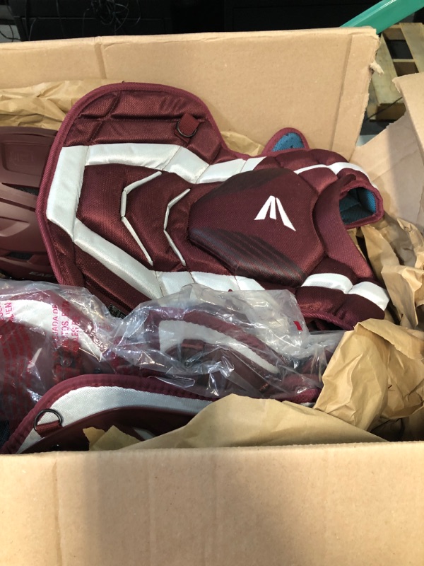 Photo 4 of Easton | Elite X 2.0 Baseball Catcher's Equipment | Box Set | NOCSAE Approved | Youth/Intermediate/Adult | Multiple Colors Intermediate | Ages 13|15 Maroon / Silver