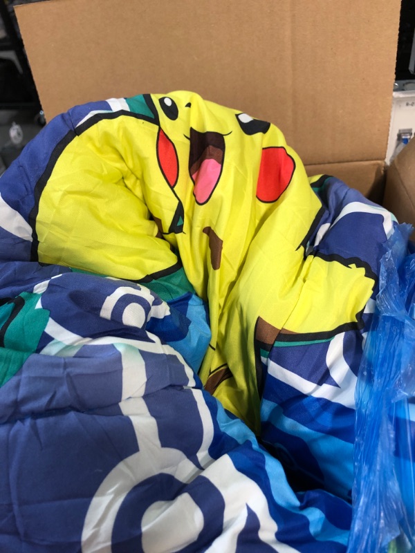 Photo 2 of * USED * 
Pokémon, "First Starters" Twin Bed in a Bag Set, 64" x 86", Multi Color