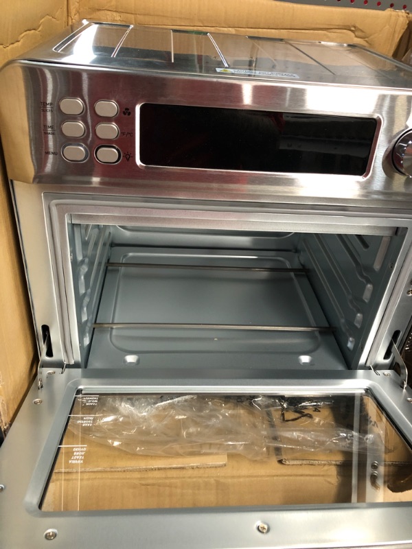 Photo 3 of * USED * 
COSORI Air Fryer Toaster Oven Combo, 12-in-1 Convection Ovens Countertop, Stainless Steel, Smart, 6-Slice Toast, 12-inch Pizza, with Bake, Roast, Broil, 75 Recipes&Accessories Tray, Basket, 26.4QT 25L+Air fryer stainless steel