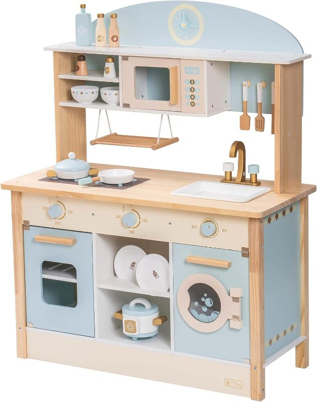 Photo 1 of **SEE NOTES**/FOR PARTS ONLY**
ROBUD Wooden Play Kitchen Set for Kids Toddlers, Toy Kitchen Playset Gift for Boys Girls, with Play Chef Costume Set