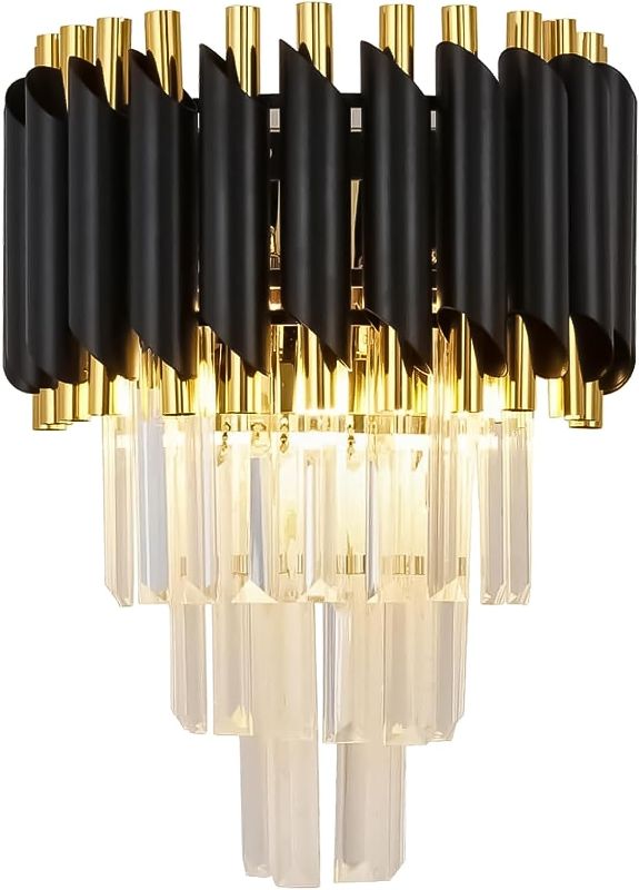 Photo 5 of  Modern Crystal Wall Sconce Lighting Black Crystal Wall Light Fixture 