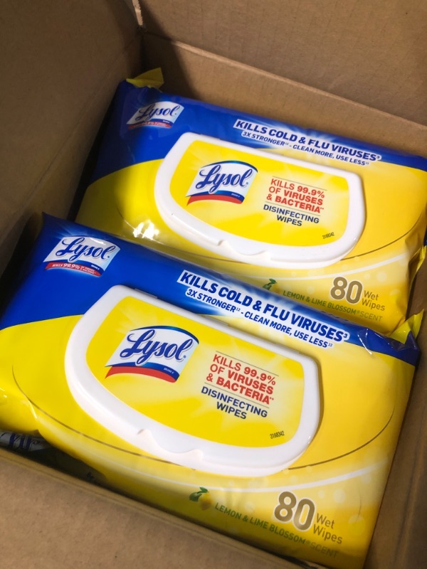 Photo 2 of LYSOL Disinfecting Wipes - Lemon & Lime Blossom Flatpack 80 ct. (Pack of 12)