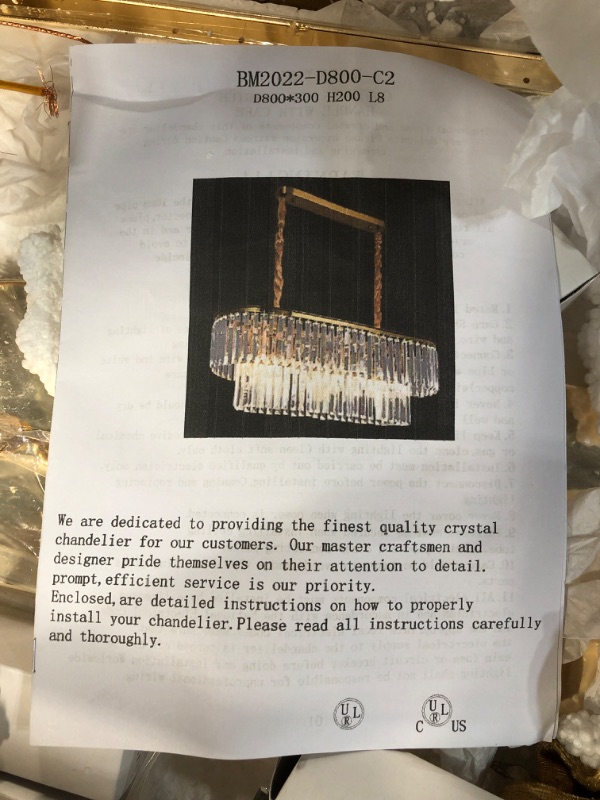 Photo 2 of **SEE NOTES** Crystal Chandelier Lighting Modern Gold Chandelier Crystals //  L31.5 x W11.8 L31.5" x W11.8"