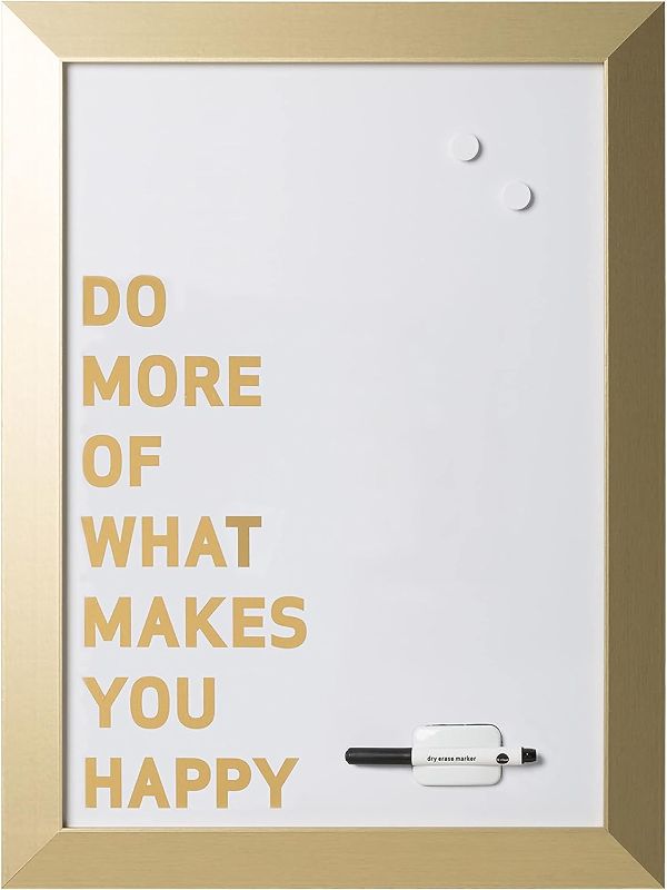 Photo 1 of Magnetic Dry-Erase Quote Board, "DO MORE..." Quote, Gold Metallic Frame, 18" X 24",