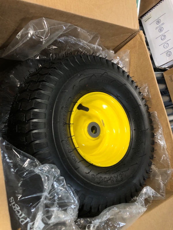 Photo 2 of 15x6.00-6 Lawn Mower Tires with Wheel,Front Tire Assembly Replacement