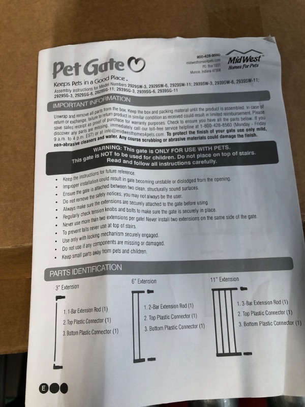 Photo 5 of **SEE NOTES** MidWest Steel Pet Gate Extension; Pet Gate Extension Measures 11" Wide x 29" 