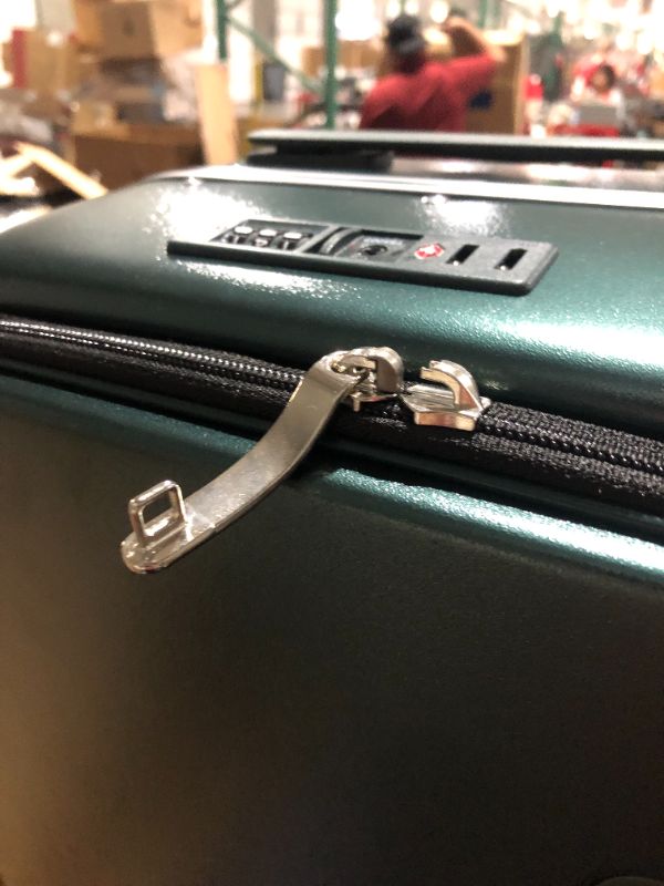 Photo 3 of **ONE ZIPPER HEAD BROKEN, STILL FUNCTIONAL** mixi Carry On Luggage, **ACTUAL COLOUR DARK EMERALD GREEN** SEE PHOTOS** 