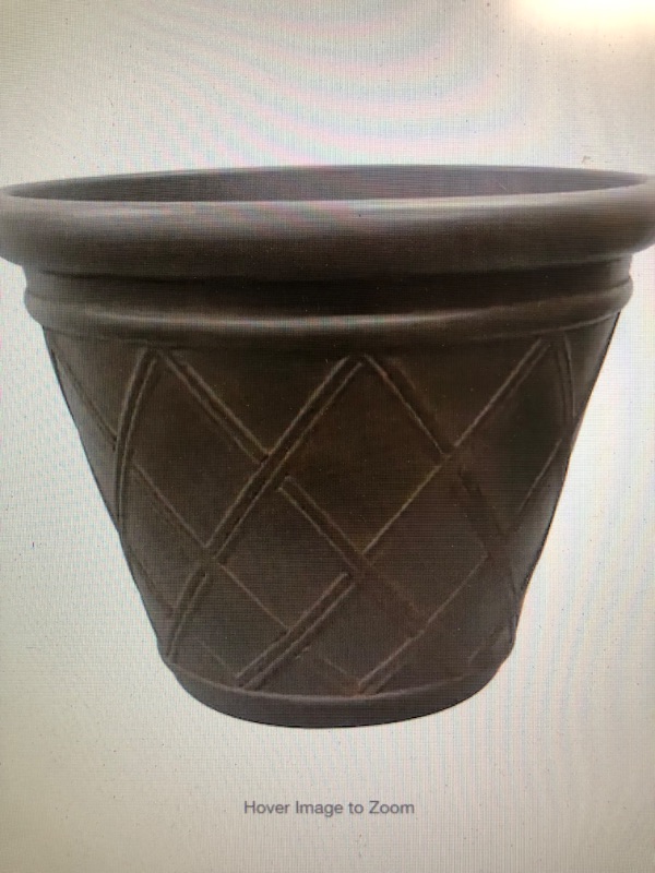 Photo 1 of Carson Lattice Weave Large 17.5 in. x 13.3 in. 27 Qt. Brown High-Density Resin Outdoor Planter