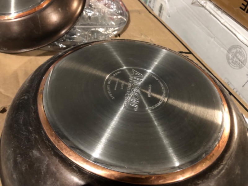 Photo 1 of **NONREFUNDABLE**FOR PARTS**SEE NOTES**INCOMPLETE**
Anolon Nouvelle Copper Hard Anodized Nonstick Pots and Pans, Cookware Set (3 Piece), Sable