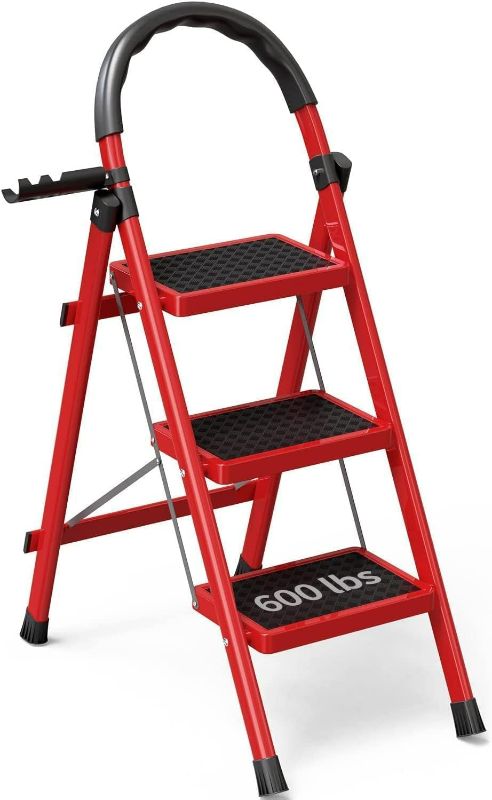 Photo 1 of (READ NOTES) 3 Step Ladder-3 Step Ladder Folding Step Stool-Step Ladder 3 Step Folding with Anti-Slip Wide Pedal&Convenient Handgrip-Sturdy Steel Ladder Portable for...
