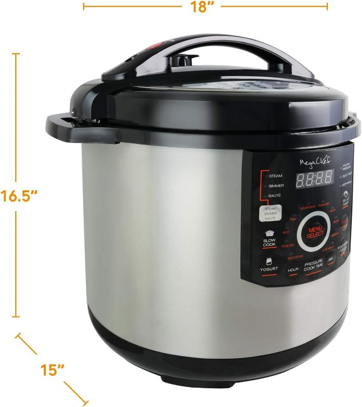 Photo 6 of (READ NOTES) MegaChef 12 Quart Digital Pressure Cooker with 15 Preset Options and Glass Lid, Silver