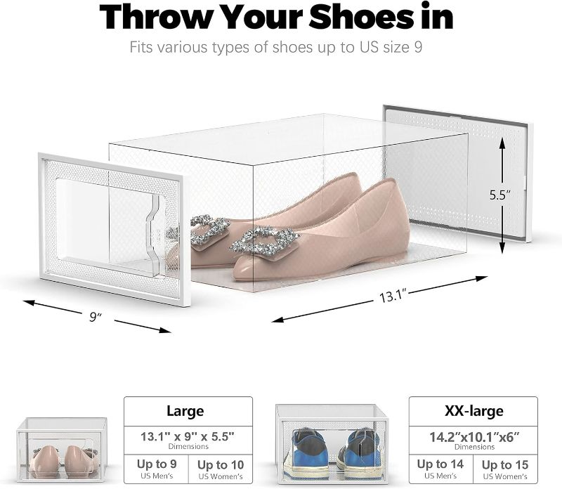 Photo 3 of (READ NOTES) SEESPRING 12 Pack Shoe Storage Box, Clear Plastic Stackable Shoe Organizer for Closet, Space Saving Foldable Shoe Sneaker Containers Bins Holders