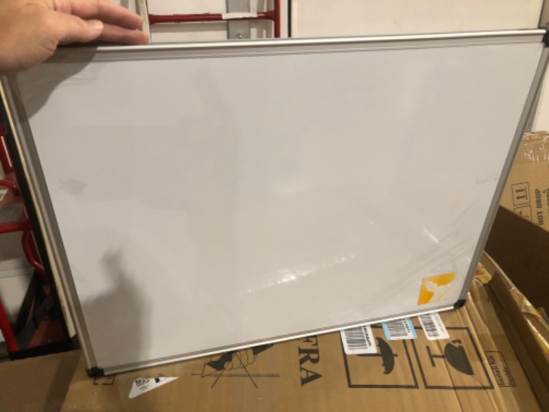 Photo 4 of XBoard Magnetic Whiteboard / Dry Erase Board, 24 x 18 Inch Double Sided White Board with 1 Detachable Marker Tray, 1 Dry Eraser, 3 Dry Erase Markers and 4 Magnets for Home, Office and School 24" x 18"