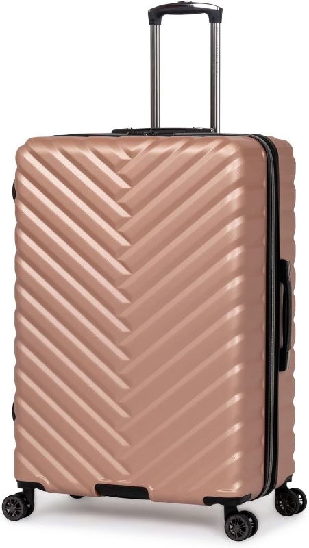 Photo 1 of **MINOR SCRATCHES**
Kenneth Cole REACTION Madison Square Lightweight Hardside Chevron Expandable Spinner Luggage, Rose Gold, 28-Inch Checked