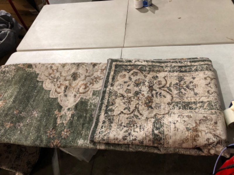 Photo 2 of **NON-REFUNDABLE, MINOR DAMAGE,READ NOTES**
9’x12’ Area Rug Large Rugs for Living Room Green Rug for Bedroom Dining Room Boho Rug Washable Rug Non Slip Big Carpet Abstract Soft Low-Pile Floral Flowers 9'x12' Green