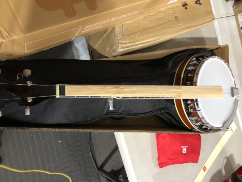 Photo 4 of ***USED*MAJOR DAMAGE CRACKED NECK*PICTURED*UNKNOWN IF MISSING PARTS***
Vangoa Banjo 5 String Acoustic Electric Full Size Closed Back Set with Mahogany Resonator Remo Head Banjoe 24 Brackets with Geared 5th Pegs for Beginners Adults Full Electric Banjo