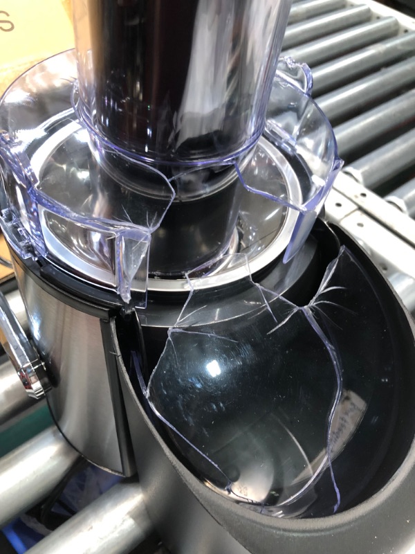 Photo 6 of ***DAMAGED - PLASTIC CRACKED - SEE PICTURES - UNABLE TO TEST***
Centrifugal Juicer Machine - LCD Monitor 1100W Juice Maker Extractor, 5-Speed Juice Processor Fruit and Vegetable, 3" Feed Chute Stainless Steel Power Juicer, Easy Clean, BPA Free (Silver) Sl