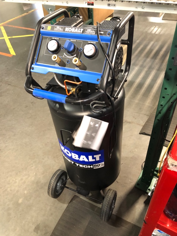 Photo 2 of ***DAMAGED - PARTIAL FUNCTIONALITY - SEE COMMENTS***
Kobalt QUIET TECH 26-Gallon Portable Electric 150 PSI Vertical Quiet Air Compressor