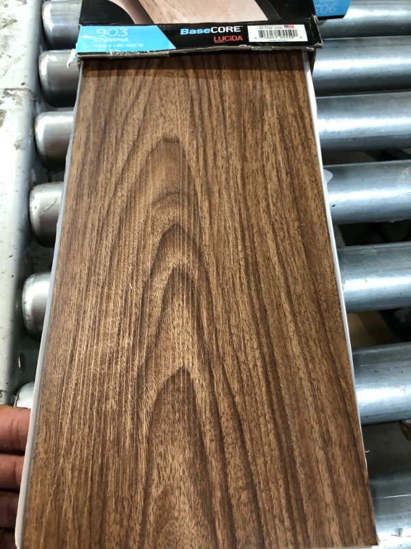 Photo 1 of LUCiDA SURFACES Luxury Vinyl Flooring Tiles | Peel and Stick Floor Tile for DIY Installation | 12 Wood Look Planks | Chestnut | BaseCore | 18 Sq. Feet Box of 12 Planks Chestnut 12