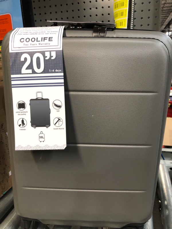 Photo 2 of COOLIFE Luggage Suitcase Piece Set Carry On ABS+PC Spinner Trolley with pocket Compartmnet Weekend Bag (Titanium gray