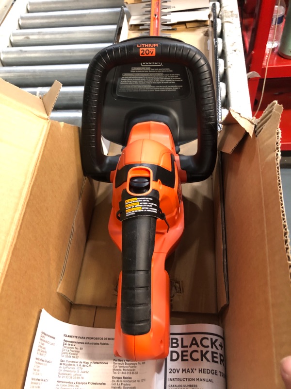 Photo 1 of BLACK+DECKER 20V MAX* Cordless Hedge Trimmer, 22-Inch, Tool Only (LHT2220B) & 20V MAX* Lithium Battery (LBXR20)