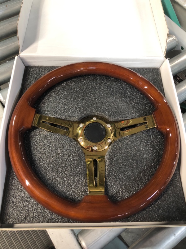 Photo 2 of STEERING WHEEL 14' GOLD AND WOOD