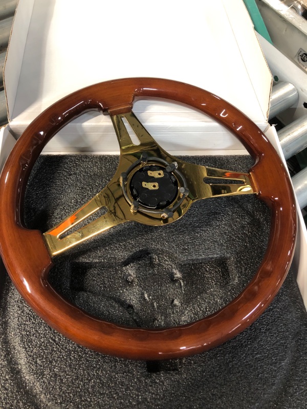 Photo 3 of STEERING WHEEL 14' GOLD AND WOOD