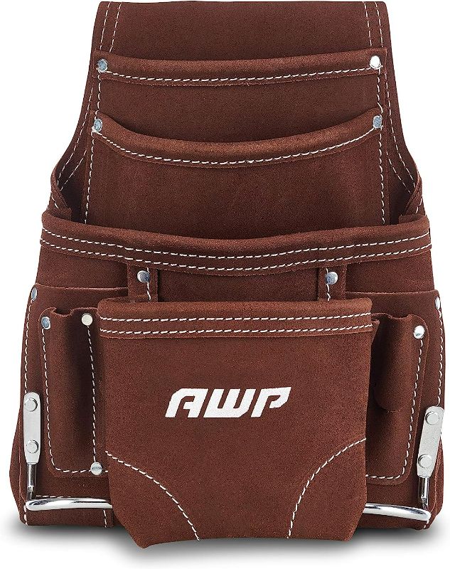 Photo 1 of **STOCK IMAGE FOR SAMPLE**
AWP 10-Pocket Suede Tool Pouch | Durable General Construction Leather Tool Pouch | Brown