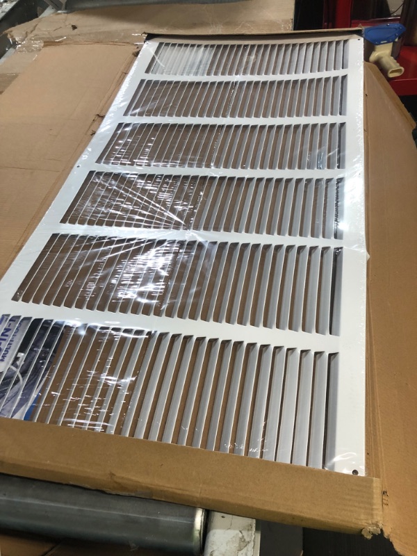 Photo 2 of 30"w X 14"h Steel Return Air Grilles - Sidewall and Ceiling - HVAC Duct Cover - White [Outer Dimensions: 31.75"w X 15.75"h] 30 X 14 White