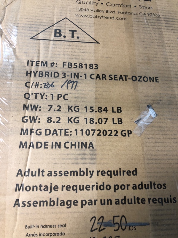 Photo 1 of Babytrend Hybrid 3-in-1 Combination Booster Seat, Ozone