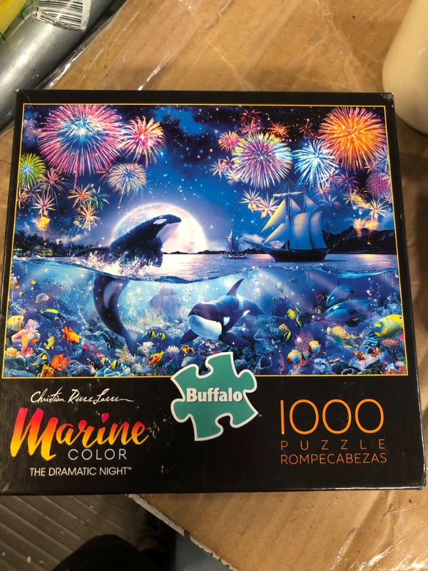 Photo 2 of Buffalo Games - The Dramatic Night - 1000 Piece Jigsaw Puzzle Multicolor, 26.75"L X 19.75"W