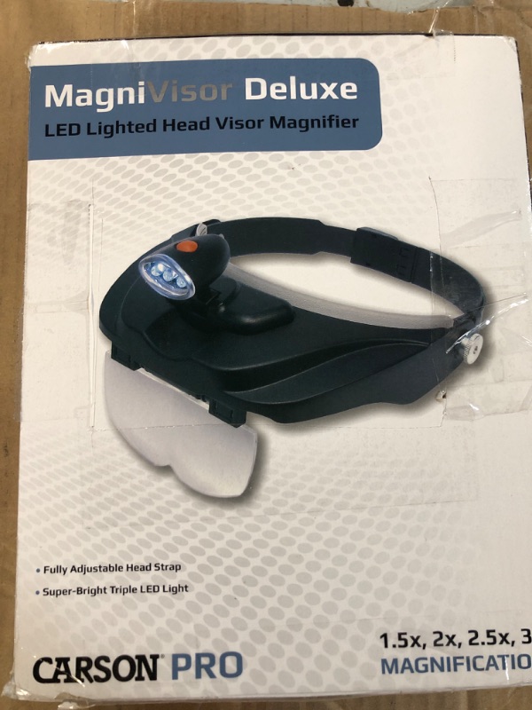 Photo 4 of Carson Pro Series MagniVisor Deluxe Head-Worn LED Lighted Magnifier with 4 Different Lenses (1.5x, 2x, 2.5x, 3x) (CP-60) MagniVisor Deluxe (CP-60)