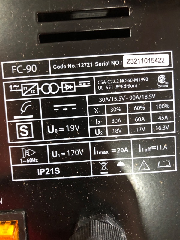 Photo 5 of Lincoln Electric FC90 Flux Core Wire Feed Welder and Gun