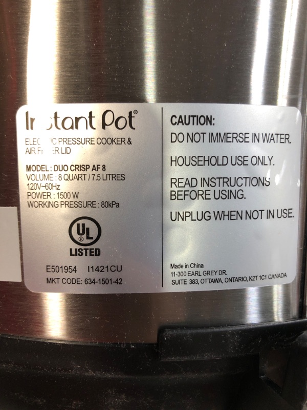 Photo 4 of [READ NOTES]
Instant Pot Duo Crisp 11-in-1 Air Fryer and Electric Pressure Cooker Combo