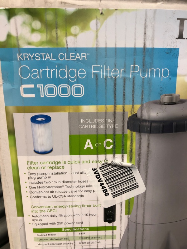 Photo 2 of (USED AND DIRTY ALSO DIRTY FILTER) INTEX 28637EG C1000 Krystal Clear Cartridge Filter Pump for Above Ground Pools