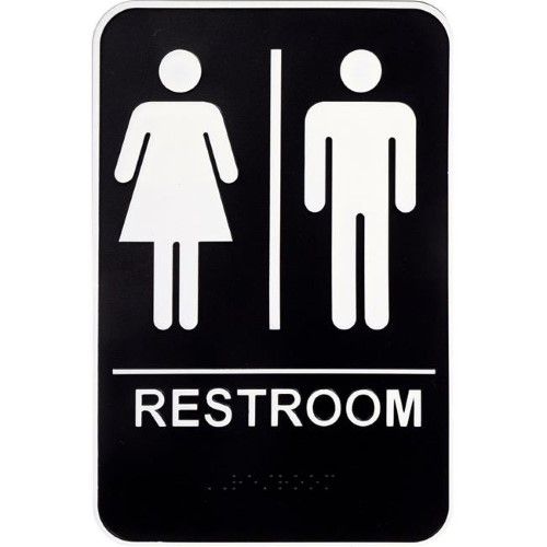 Photo 2 of  Unisex Restroom Sign with Braille 6" x 9", White