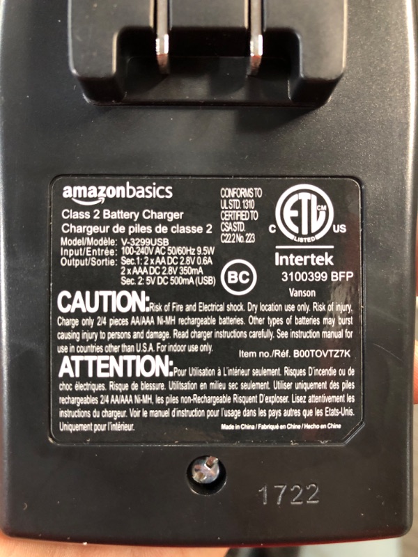 Photo 3 of Amazon Basics Battery Charger for AA & AAA Nickel-Metal Hydride batteries (Ni-MH) With USB Port