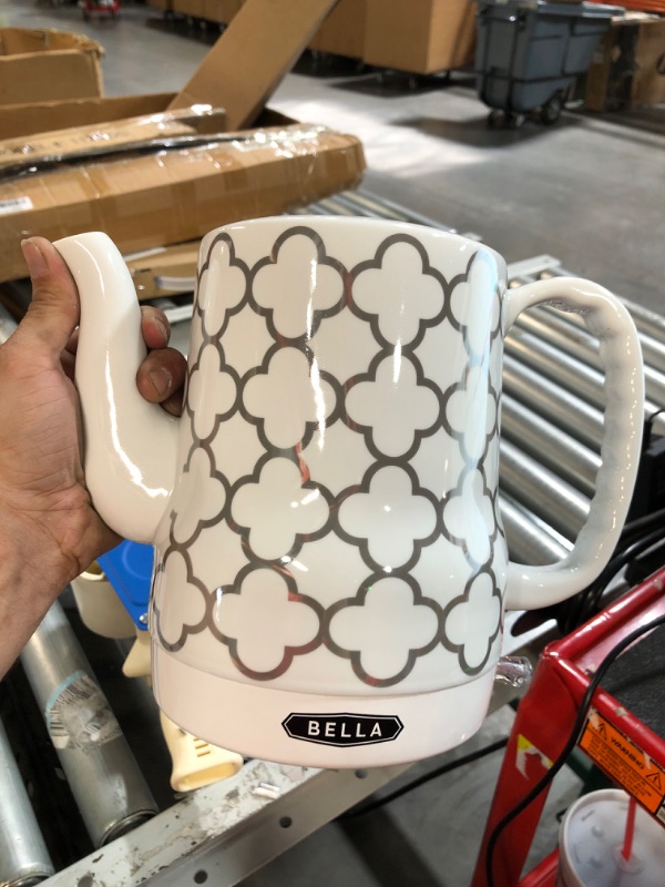 Photo 2 of ***Parts Only***BELLA Electric Kettle & Tea Pot - Ceramic Water Heater with Detachable Swivel Base, Auto Shut Off & Boil Dry Protection, 1.2 Liter, Silver Tile Pattern 1.2 LITER Copper Silver Tile