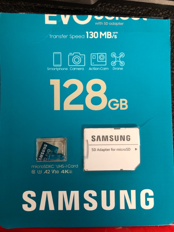 Photo 2 of SAMSUNG EVO Select Micro SD-Memory-Card + Adapter, 128GB microSDXC 