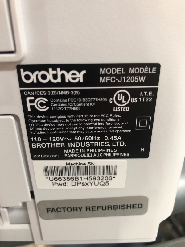 Photo 4 of * refurbished * used * no ink included *
Brother MFC-J1205W INKvestment Tank Wireless Multi-Function Color Inkjet Printer