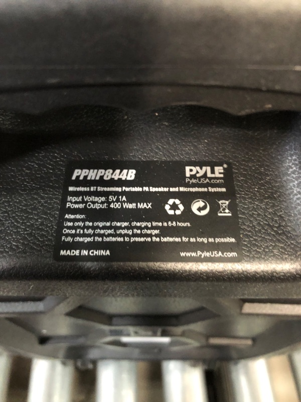 Photo 1 of Pyle 400W Portable Bluetooth PA Loudspeaker - 8” Subwoofer System, 4 Ohm/55-20kHz