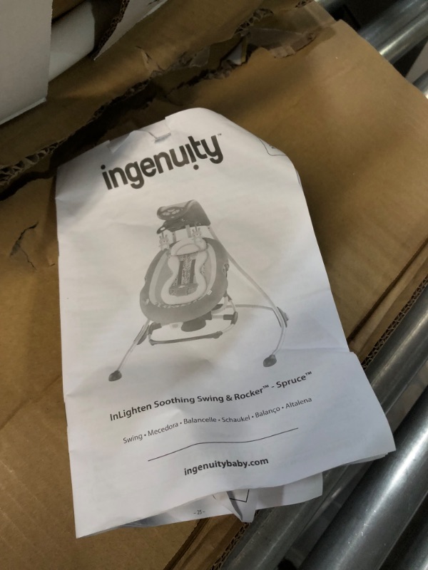 Photo 1 of **SEE NOTES/FOR PARTS**
Ingenuity InLighten 2-in-1 Baby Swing & Rocker - Vibrations, Nature Sounds, Swivel Infant Seat, Light Up Motorized Mobile