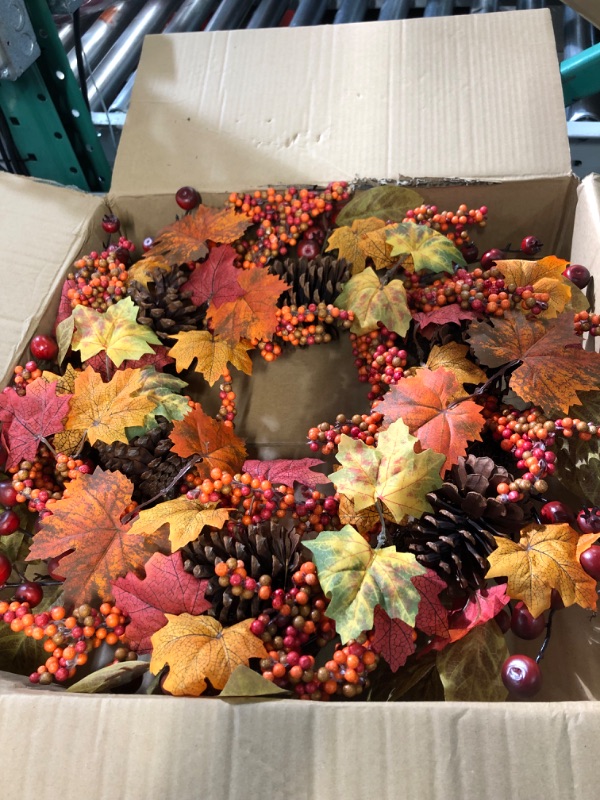 Photo 4 of **SEE NOTES**
DDHS Fall Wreaths for Front Door Outside, 24” Artificial Fall Door Wreath for Wall Window Wedding Party Decor Indoor Outdoor, Autumn Wreath for Home Halloween Thanksgiving Decoration