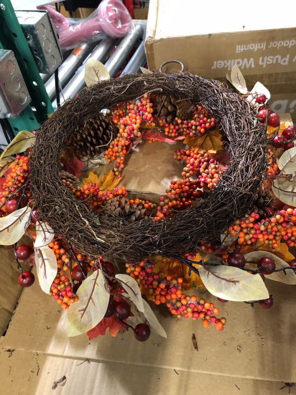 Photo 3 of **SEE NOTES**
DDHS Fall Wreaths for Front Door Outside, 24” Artificial Fall Door Wreath for Wall Window Wedding Party Decor Indoor Outdoor, Autumn Wreath for Home Halloween Thanksgiving Decoration